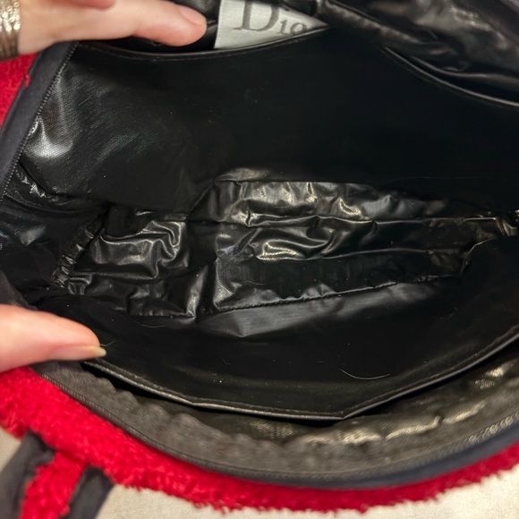 Dior Red Plush Mini Bag with Black Logo - Picture 7 of 7